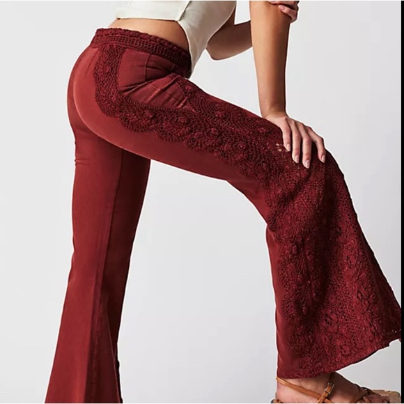 Free People Pants - Free People Neptune's Net Crochet Flare Pants Size 6